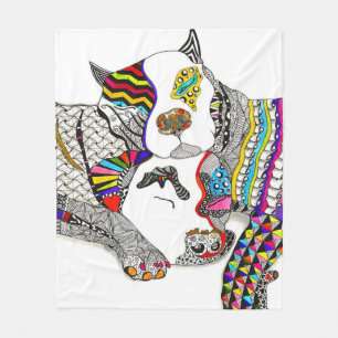 Couverture Polaire Cute Pit Bull t'aime