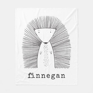 Couverture Polaire Cute Porcupine Ligne Simple Dessin Personnalisé