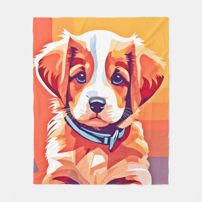 Couverture Polaire Cute Puppy Pop Art (Devant)