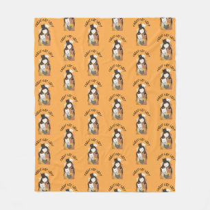 Couverture Polaire Cute Quirky Crazy Cat Lady Motif Jaune