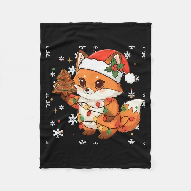 Couverture Polaire Cute Racoon Lights Tree Cake Funny Xmas Merry Chri (Devant)