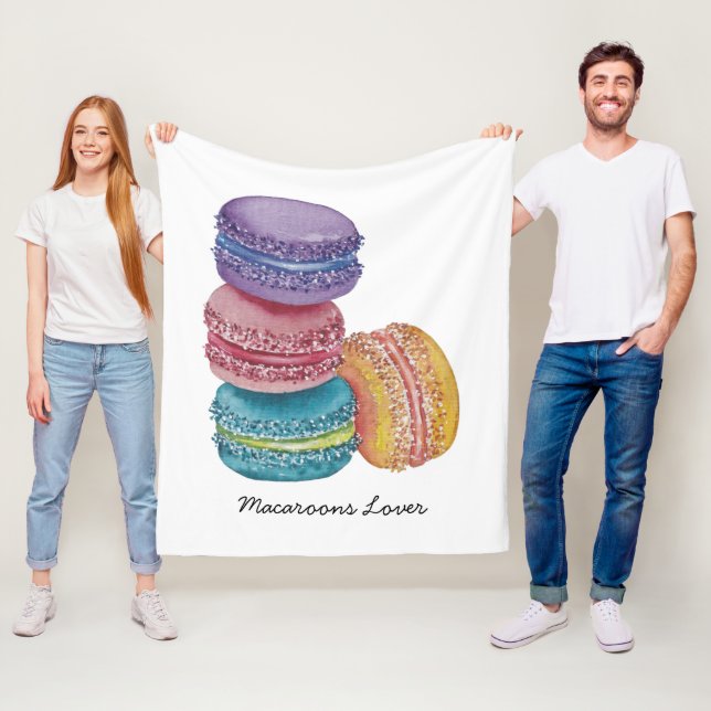 Couverture Polaire Cute Rainbow Macaroons In Watercolor (En situation)