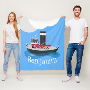 Couverture Polaire Cute red fishing trawler boat cartoon