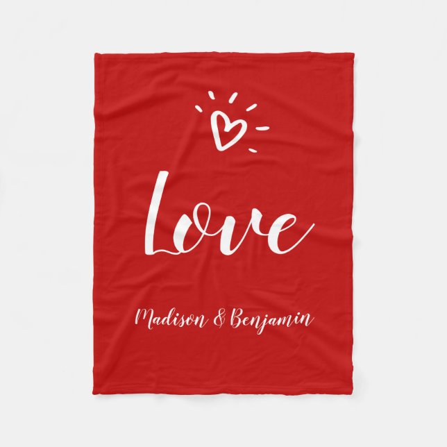 Couverture Polaire Cute Red Fleece Blanket Avec Coeur Ajouter Votre N (Devant)