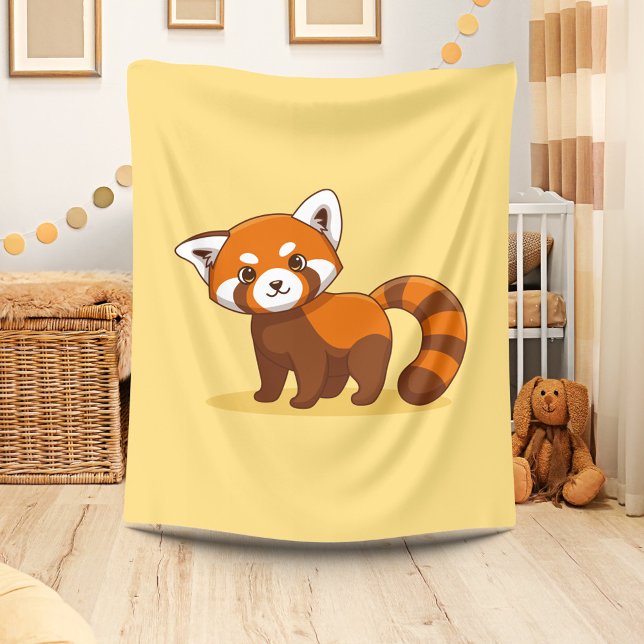 Couverture Polaire Cute Red Panda on Yellow (Créateur téléchargé)