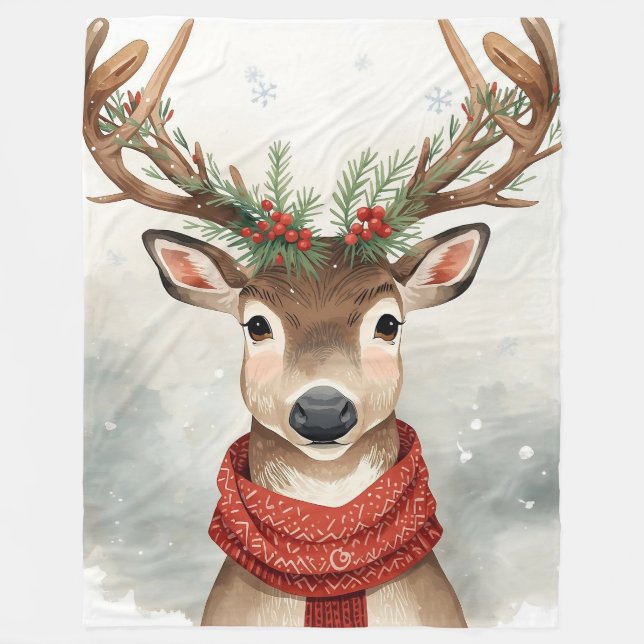 Couverture Polaire Cute Reindeer Christmas fleece Blanket (Devant)