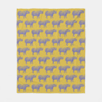 Cute Retro Rhino Rhinoceros Motif Jaune violet