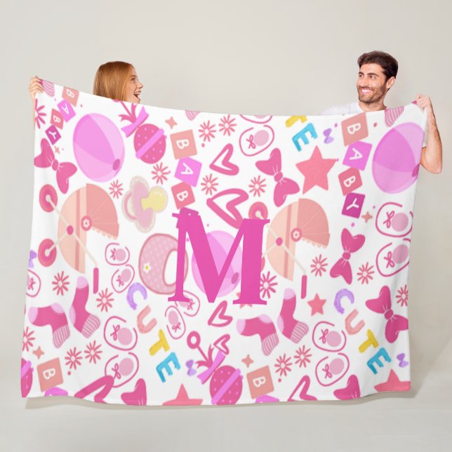 Couverture Polaire Cute Rose Baby Girl Nursery Motif personnalisé (En situation)