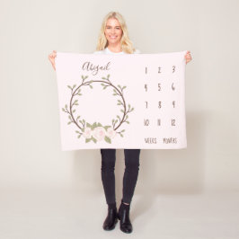Couverture Polaire Cute rose Floral Wreath Baby Milestone