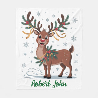 Couverture Polaire Cute Rudolph with Gold Accents