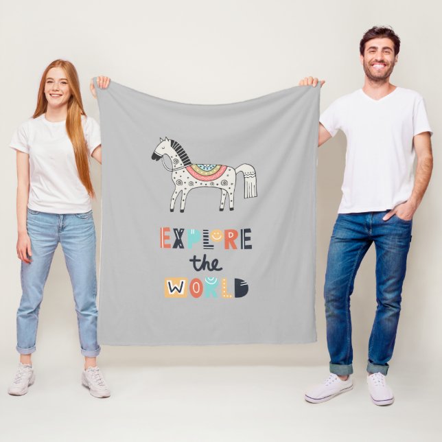 Couverture Polaire Cute Scandia Horse Explorez le monde (En situation)