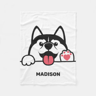 Couverture Polaire Cute Siberian Husky nom personnalisé
