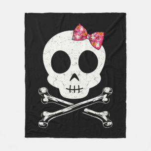 Couverture Polaire Cute Skull And Crossbones Pink Bow Tie Halloween S