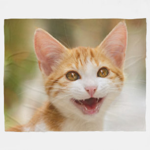 Couverture Polaire Cute Souriant Kitten Visage drôle Chat Meow Photo