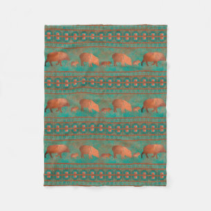 Couverture Polaire Cute sud-ouest Javelina Famille Cuivre Turquoise P