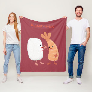 Couverture Polaire Cute sushi riz crevettes amis dessin animé