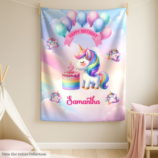 Couverture Polaire Cute Unicorn Blanket Pink Purple 2e anniversaire (Cute Unicorn Blanket Pink Purple 2nd Birthday)