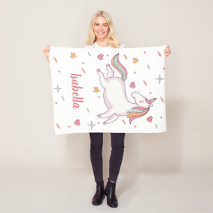 Couverture Polaire Cute Unicorn Coeurs et étoiles Personnalisé