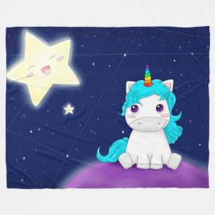 Couverture Polaire Cute Unicorn et étoiles