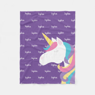 Couverture Polaire Cute Unicorn Personnalisée Purple Girl