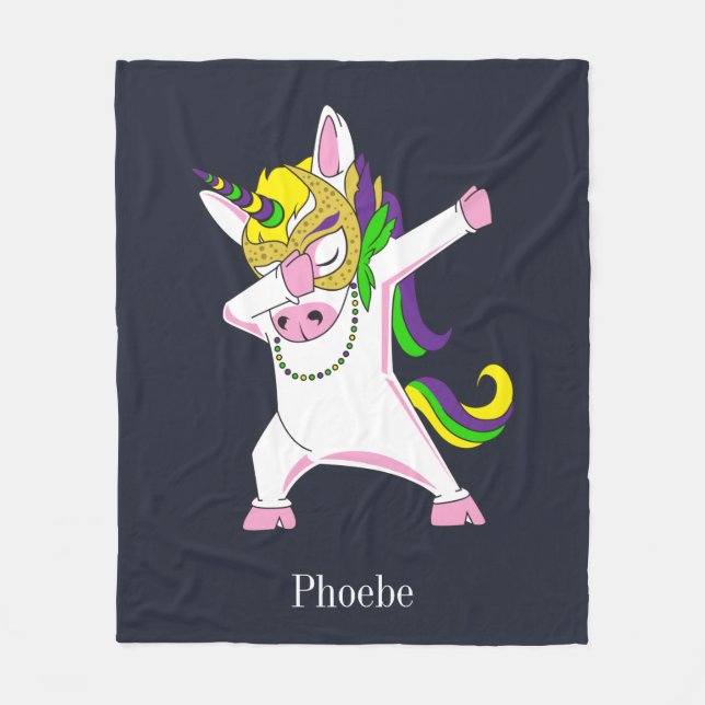 Couverture Polaire Cute Unicorne Dabbing violet rose (Devant)