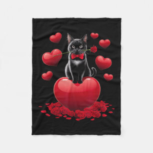 Couverture Polaire Cute Valentines Day Coeur Chat Noir Femmes Filles