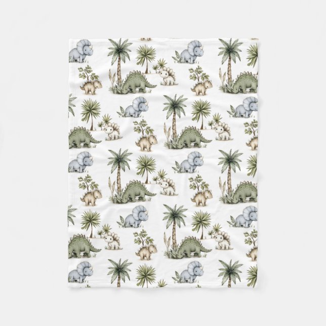 Couverture Polaire Cute Watercolor Baby Dinosaurs (Devant)
