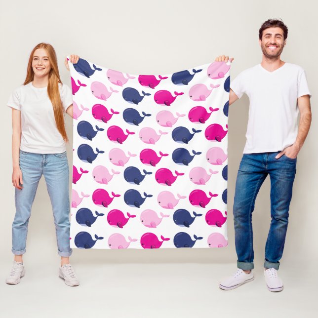 Couverture Polaire Cute Whales, Pattern of Whales, Sea Animals (En situation)