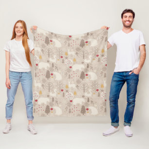 Couverture Polaire Cute Woodland Animaux Motifs nordiques