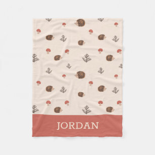Couverture Polaire Cute Woodland Hérisson et Motif de champignons