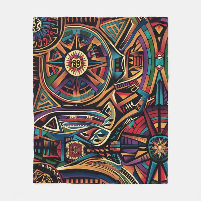 Couverture Polaire Cyan doux "Chronique des Anciens" Plush Fleece (Devant)