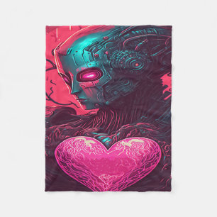 Couverture Polaire "Cyber Valentine" Conception de la femme Cybernéti
