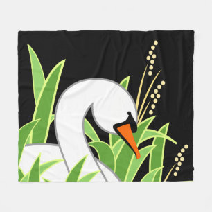 Couverture Polaire Cygne blanc stylisé