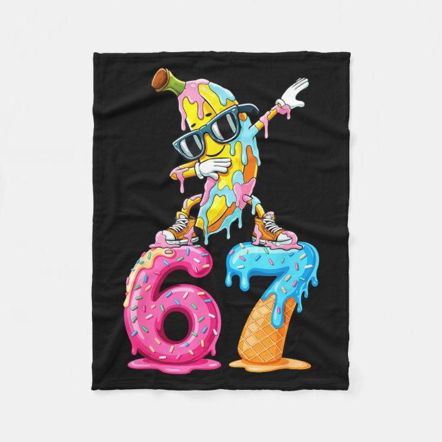 Couverture Polaire Dabbing Banana 67 Ice Cream Drip Funny Six Seven M (Devant)