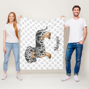 Couverture Polaire Dachshund à poil court bringé noir et tan & Nom