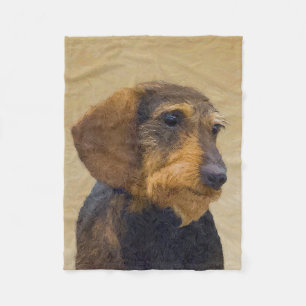 Couverture Polaire Dachshund (À poils durs) Peinture Chien Art origin