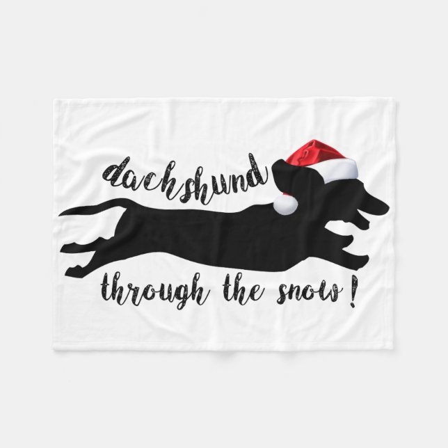 Couverture Polaire Dachshund à travers la neige Fêtes de Noël (Devant (Horizontal))