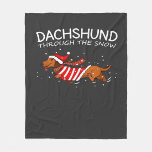 Couverture Polaire Dachshund à travers la neige Funny Dog Noël Cla