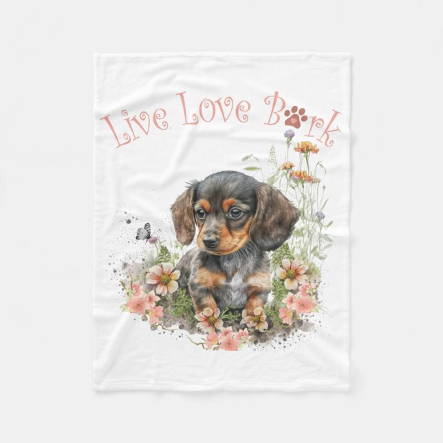 Couverture Polaire Dachshund Chien Maman Florale (Devant)