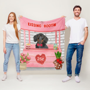 Couverture Polaire Dachshund Chien Valentine's Day Kissing Booth