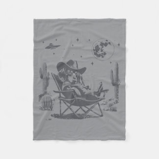 Couverture Polaire Dachshund Cow-boy sous Lune Désertique Occidentale