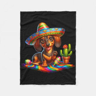 Couverture Polaire Dachshund drôle disant salut Cinco De Mayo Sombrer