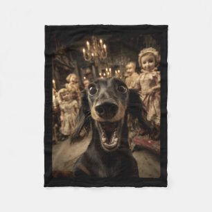Couverture Polaire Dachshund drôle selfie Y Poupées Halloween effraya