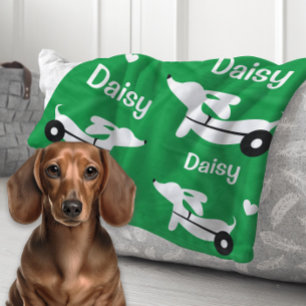 Couverture Polaire Dachshund IVDD fauteuil roulant Wiener Dog Green B