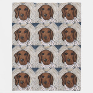 Couverture Polaire Dachshund Rouge
