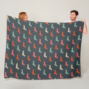 Couverture Polaire Dachshund Silhouettes Wiener Amoureux des chiens