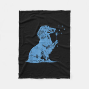 Couverture Polaire Dachshund soufflant des vœux pissenlit amoureux d'