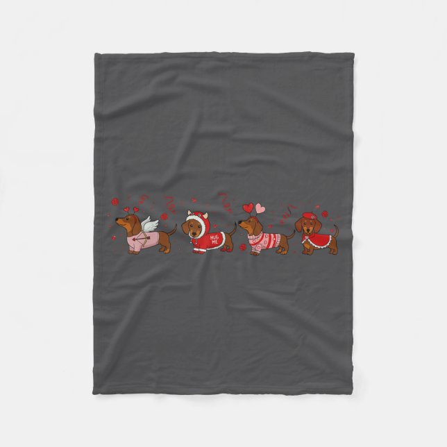 Couverture Polaire Dachshund Valentine Dachshund Valentine’s Day Saus (Devant)