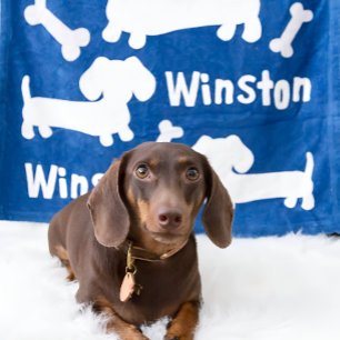 Couverture Polaire Dachshund Wiener Dog Blanche personnalisée Doxi