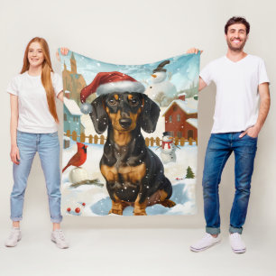 Couverture Polaire Dachshund Winter Wonderland Christmas Joy